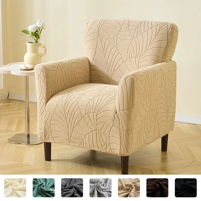 housse fauteuil moderne beige feuilles stylisées opaque adhésif entretien facile