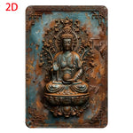 statue bouddha aluminium relief sculpté gris brun beige décoration murale intérieur extérieur (Seulement 14