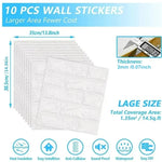 sticker mural brique blanc rose rouge adhésif moderne 10 pièces 35cm 38.5cm
