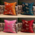 housses d'oreiller brodées fleurs velours coton polyester lit décoration salon orange rose