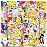 stickers anime sailor moon personnages kawaii stickers dessin animé jaune bleu rose blanc imperméables