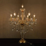 lampe poser sol cristal or argent brillante pendeloques classique baroque transparente