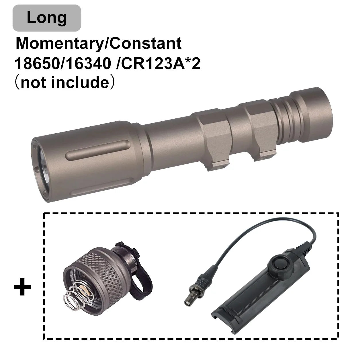 lampe torche led noire dorée texturée moderne 1300 lumens picatinny clip robuste