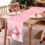 tableau table noël bonhomme neige flocons motifs traditionnels bleu blanc rose rouge vert