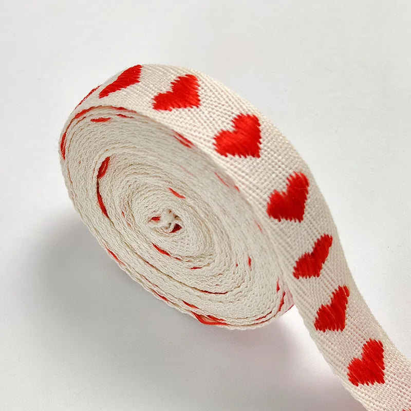 ruban jacquard cœurs polyester blanc rubans diy bouquets ornements capillaires décoration chaussures chapeaux sacs