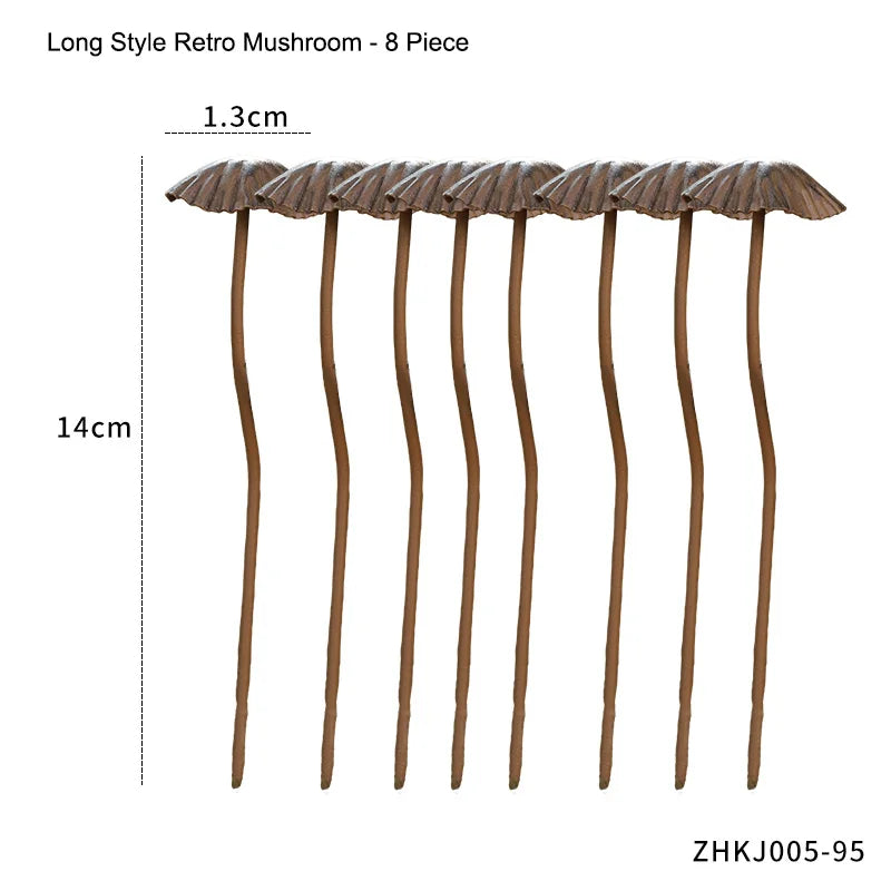 piquets decoratifs jardin metal forme champignons retro decoration exterieure printemps amusants miniatures marron gris