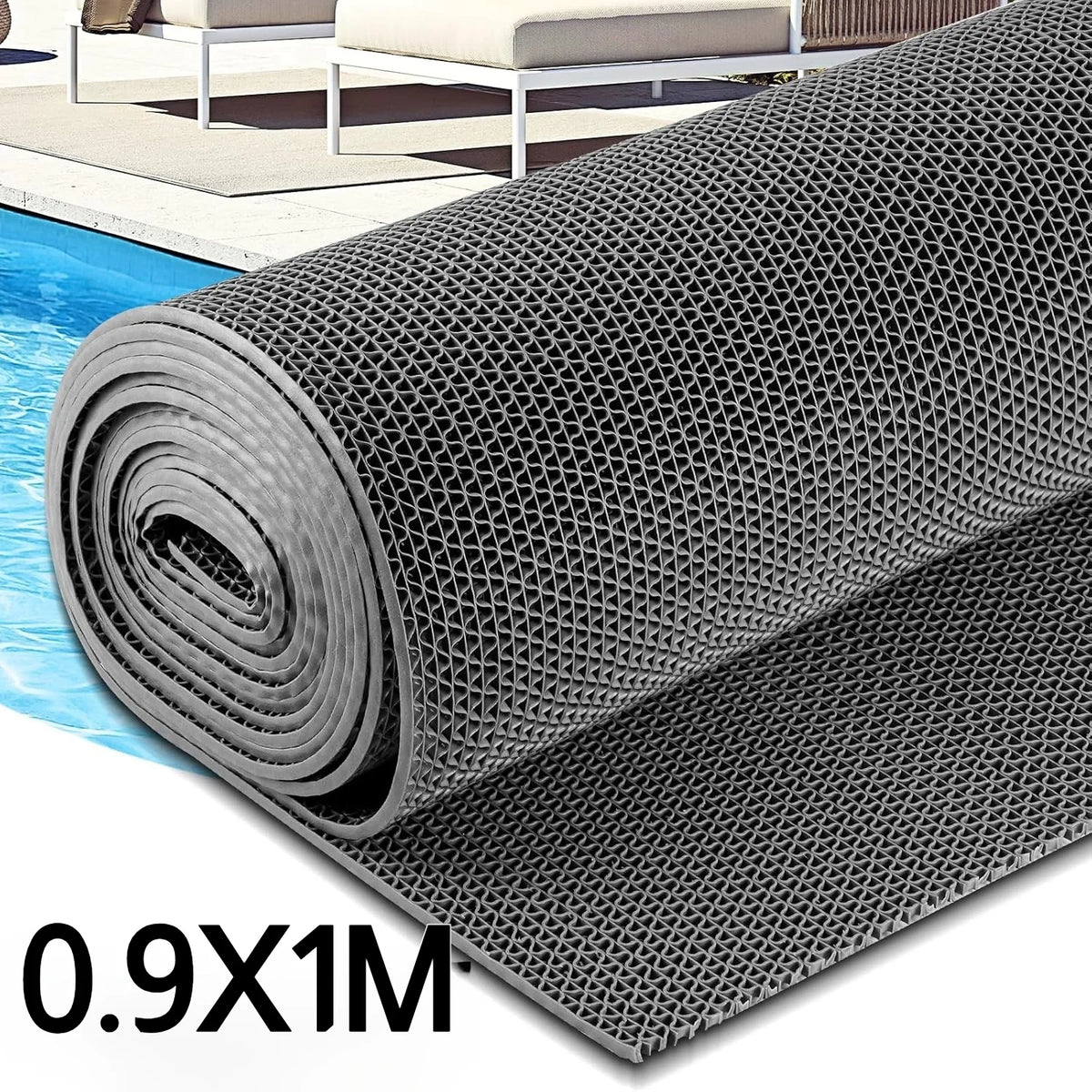 tapis sol moderne gris maille hexagonale respectueux environnement salle bain 0.9x1M PVC