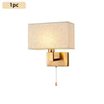 lampes murales modernes élégantes beige clair doré abat jour texturé fixées mur pull chain