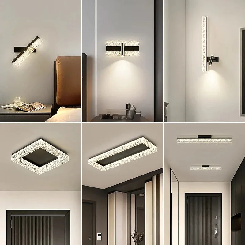 plafonnier led moderne noir doré blanc cristaux élégant boule lumineuse