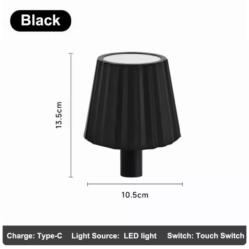 lampe table led rechargeable usb 2000mAh variateur tactile intensité variable lumière nuit RGB noir