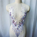 appliques textile brodées fleurs semi transparentes or rose bleu rouge élégantes DIY
