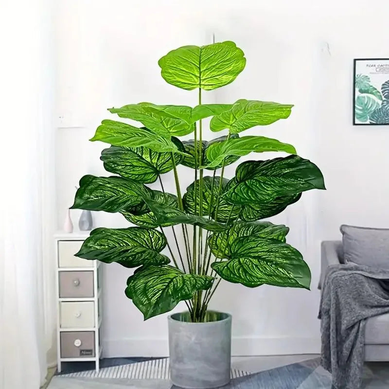 plantes artificielles feuilles texturées nervures apparentes pots décoratifs modernes tropicalesextérieurintérieur