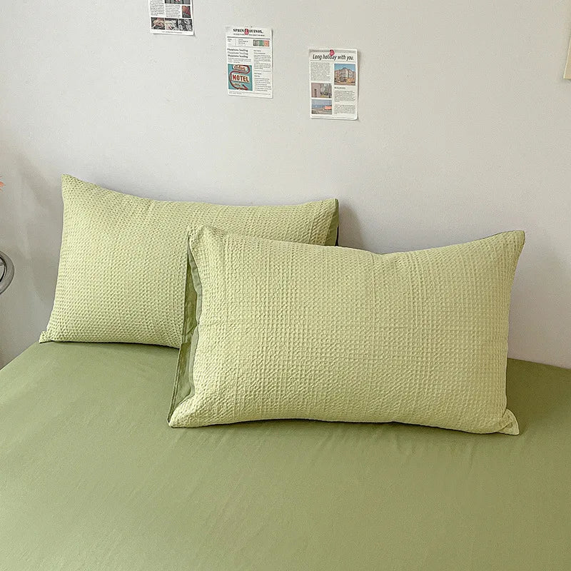 protège oreiller coton texture relief moderne enveloppe blanc maison pièces