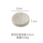 ensemble salle bain moderne pierre marbrée distribiteur savon porte brosse dents plateau carré beige