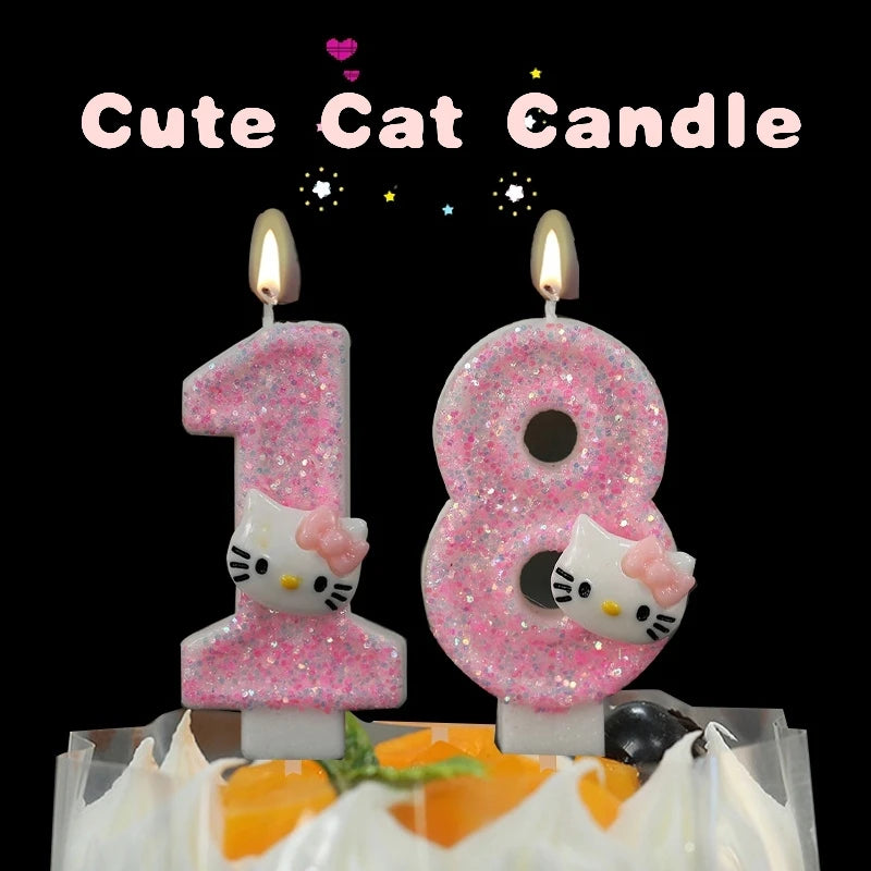 bougies forme chat pailletées rose pâle blanc mariage anniversaire décoratives enfantines