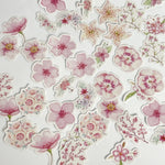 sticker fleur rose blanc violet bleu jaune scrapbooking journal intime papeterie decorative planificateur aesthetic