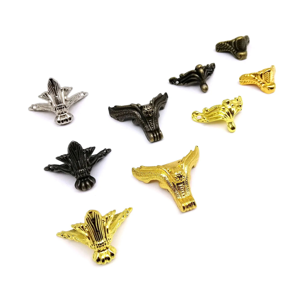 pieds boîte vis or argent bronze classique élégants ornements sculptural fixés bois