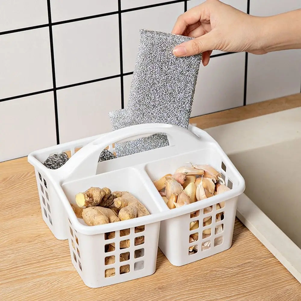 panier rangement multifonction plastique gris blanc ajouré moderne utilitaire épices savons outils nettoyage
