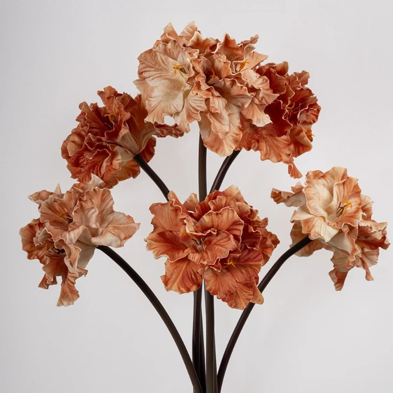 bouquet artificiel orange marron vert blanc rouge feuilles ondulées modernes décoration mariage anniversaireintérieur