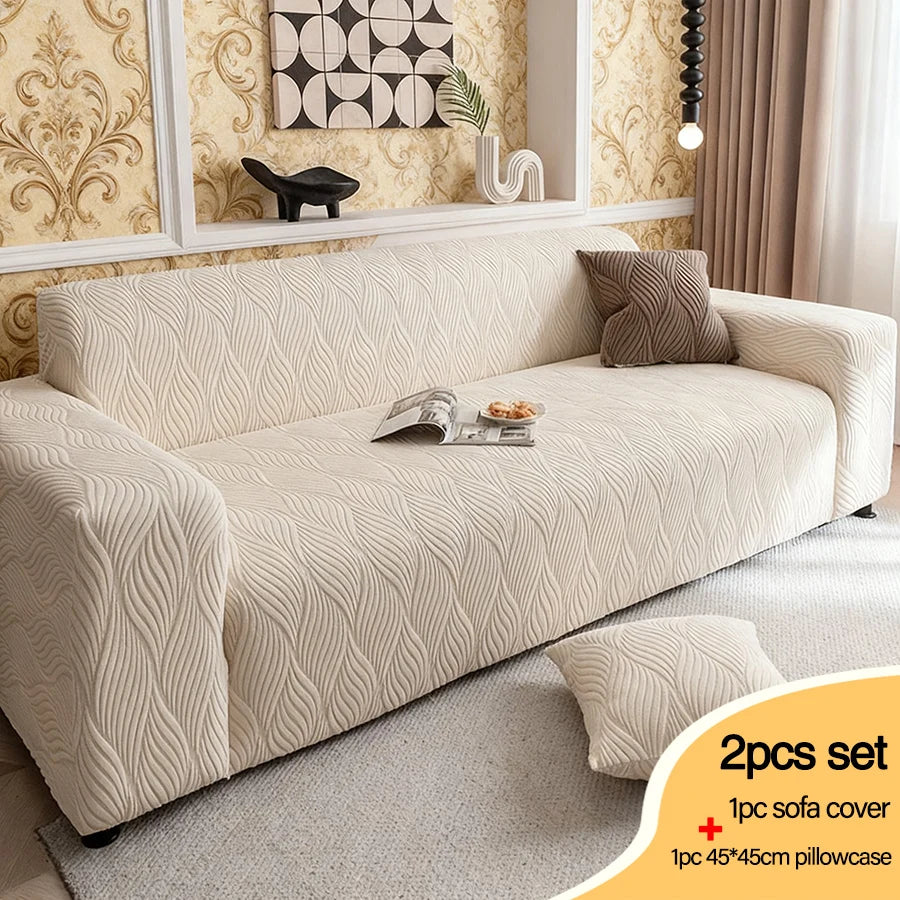 housses canapé jacquard rayées moderne polyestère lavable beige gris vert olive four seasons