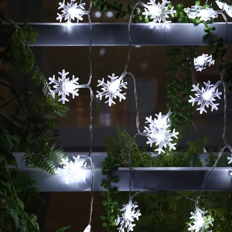 guirlande lumineuse flocons neige blancs decoration noel clips leds chambre vacances