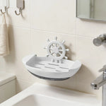 porte savon bateau adhésif mural décoration maritime blanc gris noir texturé