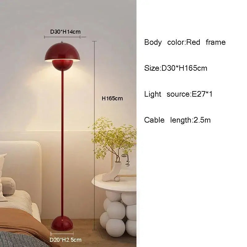 lampe sol moderne rouge blanche jaune métal brillant adhésif led sans ombre