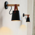 lampe murale moderne minimaliste abatjour conique sangles cuir éclairage chambre salon cuisine industriel fixée