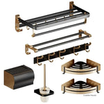 ensemble rangement salle bain noir doré moderne porte serviettes brosses savonnette clips élégant