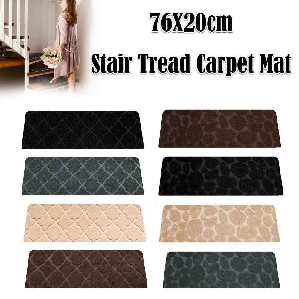 tapis antidérapant escalier motif patchwork coton duveteux adhésif moderne noir beige