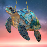 colibri tortue mosaïque verre coloré artisanal tiffany chaîne dorée décoration suspendue maison jardin