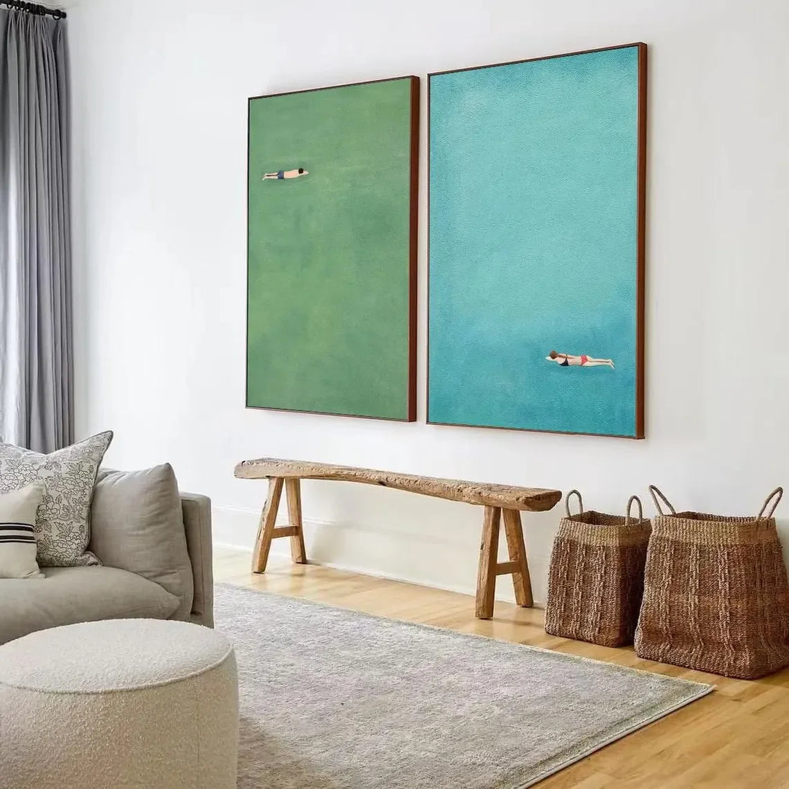 affiches modernes vert bleu paysage toile sans cadre 40x50cm 50x70cm cadre bois