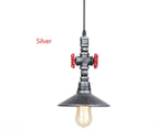 lampe suspendue industrielle vintage métal vieilli noir rouge doré câble fixe éclairage chambre salonhôtel
