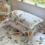 drap lit imprimé fleurs stylisées moderne blanc vert rouge beige confortable lit chambre coucher
