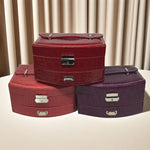 boîte bijoux cuir croco rose rouge violet classique cadenas rangement tiroir