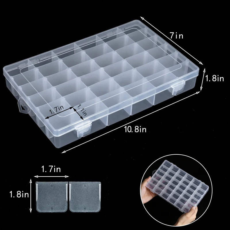 boîtes rangement transparentes modernes poignée plaques séparation 36 grilles modulaires pratique organisateur fournitures bricolage