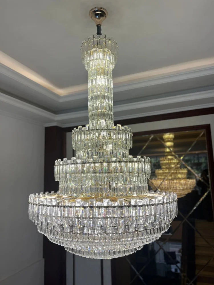 lustre cristal doré suspension salon hall lumière classique 20 sources 90v 260v