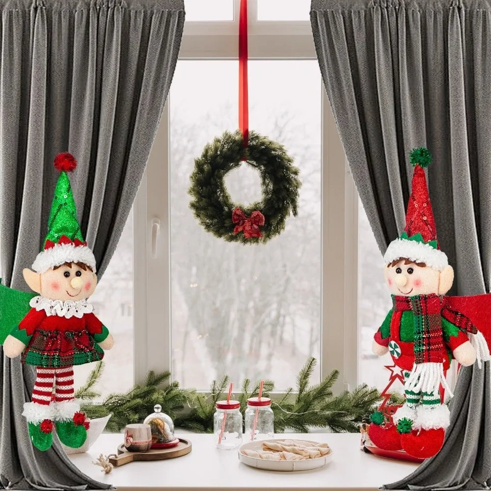 décoration noël poupée elfe rouge vert pompons coton traditionnelle festive chambre enfants