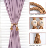 boucles aimants bois pompons franges rideau moderne rustique tissu coton corde tressée violet clair