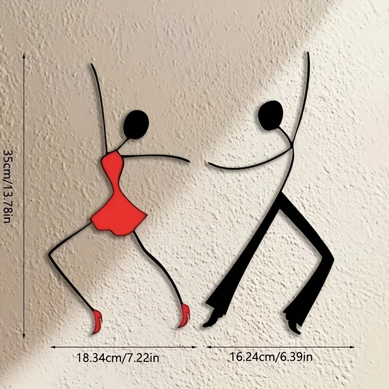 décorations murales modernes sculptures minimalistes personnages dansant rouge noir abstrait