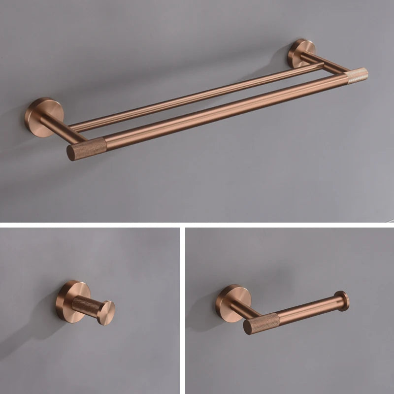 accessoires salle bain or rose moderne porte serviettes savon verre téléphone double rangée