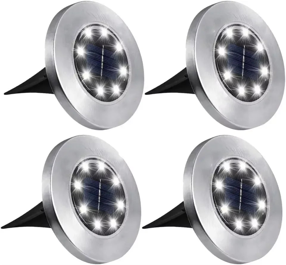 lampe solaire argentée moderne led extérieure jardin paysagiste tringle noire bouton commutation