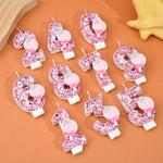 bougies numériques sucettes roses paillettes décoratives enfantine anniversaire fête tringle fixée chiffres bonbons rubans