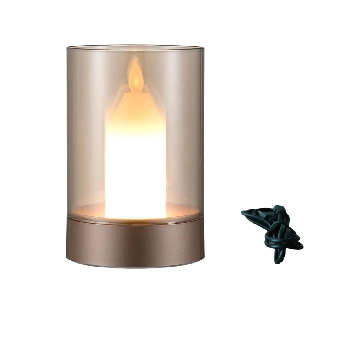 lampe table led bougie verre transparent moderne recharge usb