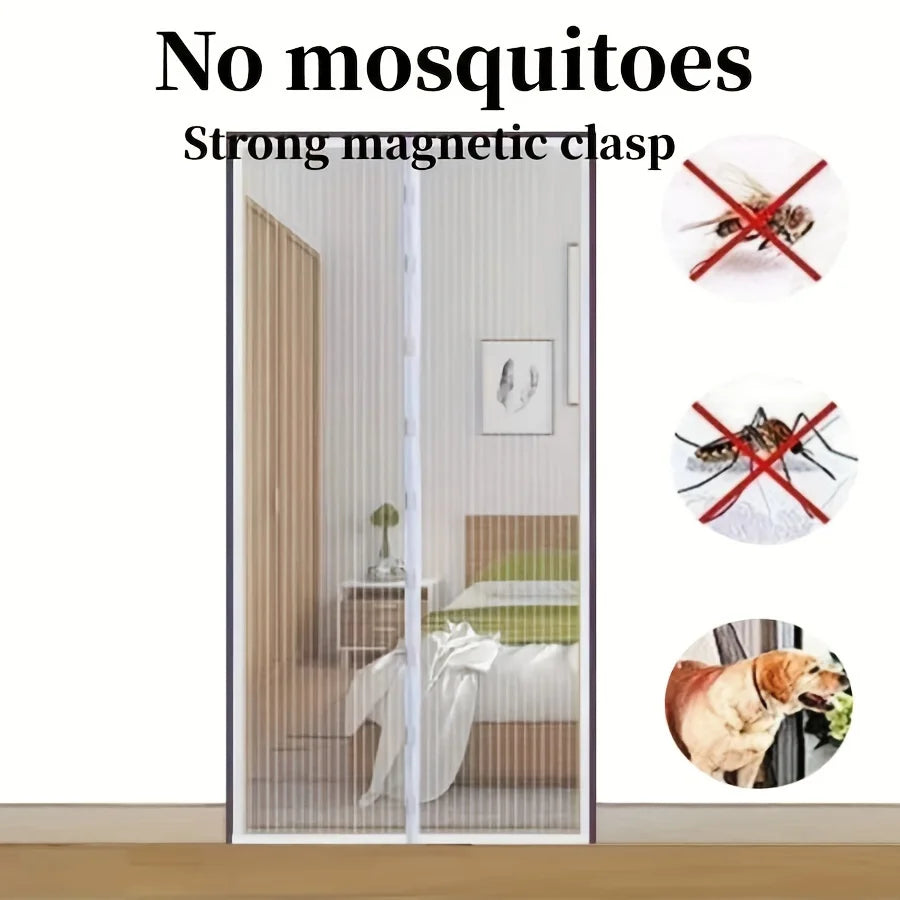 rideau moustiquaire polyester noir blanc maille fine transparent clips magnétiques moderne fonctionnel printemps toute