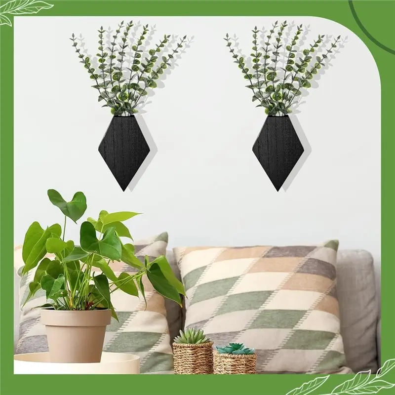 décoration murale cache plantes bois noir moderne plantes artificielles suspendues holderintérieur
