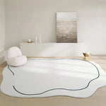 tapis blanc moderne rayé polyester doux antislip intérieur extérieur véranda chambre salon