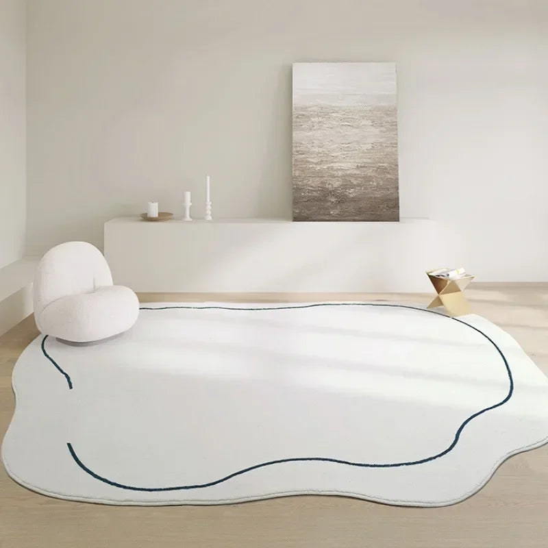 tapis blanc moderne rayé polyester doux antislip intérieur extérieur véranda chambre salon