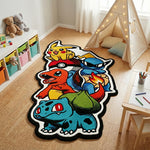 tapis multicolore pokémon pikachu charmander bulbasaur squirtle enfant chambre salon decoration