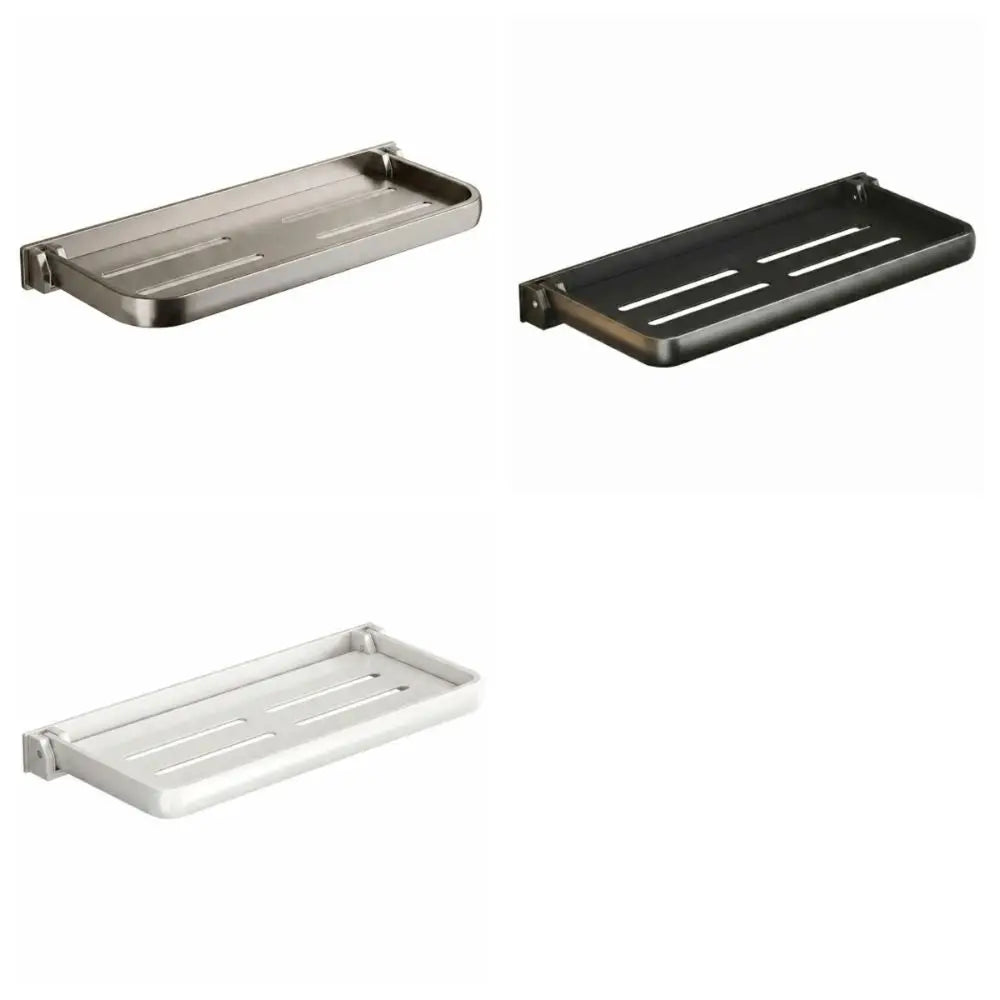 étagère salle bain réutilisable moderne argenté blanc noir plate lisse robuste étanche rangement mur